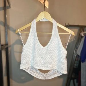 Crochet White Halter Crop Top